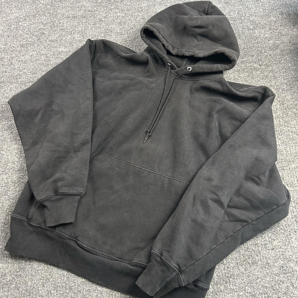 Champion Premium Reverse Weave Hoodie Mens Large Black Pullover Sweatshirt Logo